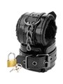 Darkness Black Ankle Cuffs - Cavigliere in Pelle Vegana Nera con Lucchetto