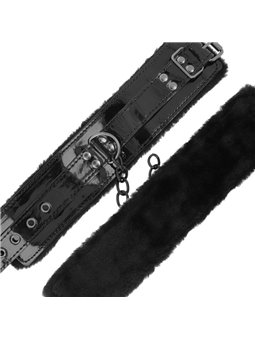 Darkness Black Ankle Cuffs - Cavigliere in Pelle Vegana Nera con Lucchetto