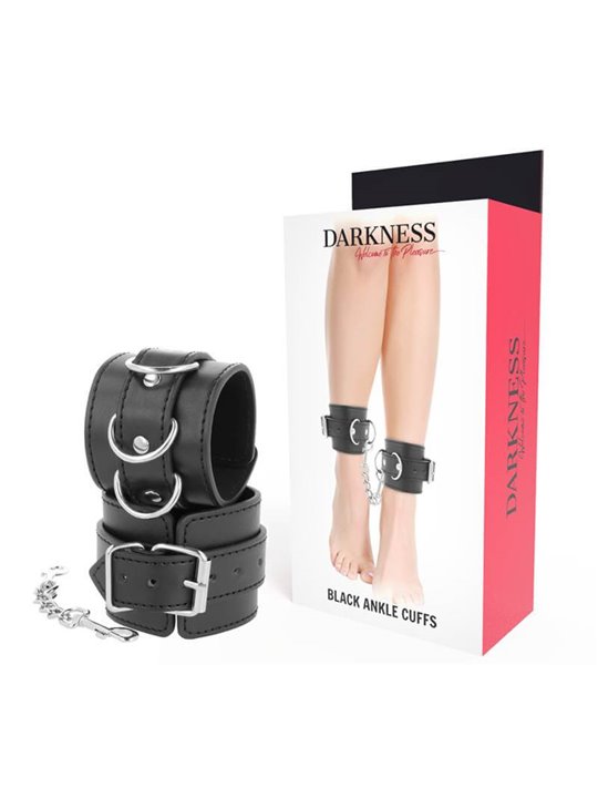 Darkness - Black Adjustable Leather Ankle Handcuffs