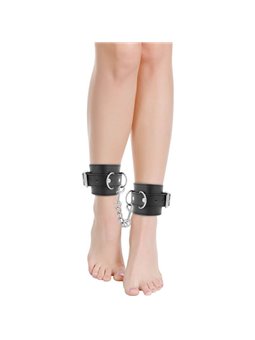 Darkness - Black Adjustable Leather Ankle Handcuffs