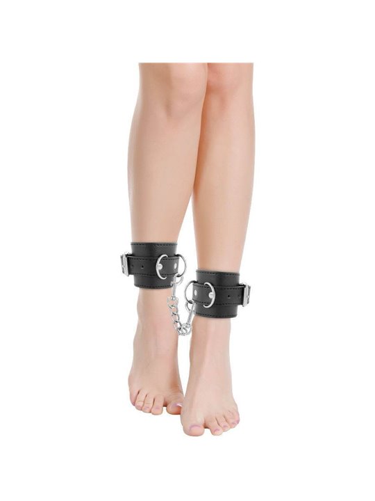 Darkness - Black Adjustable Leather Ankle Handcuffs