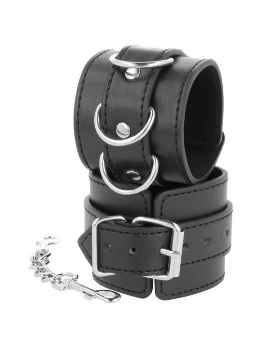 Darkness - Black Adjustable Leather Ankle Handcuffs