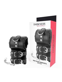 Darkness Wide Black Handcuffs - Polsiere in Pelle Vegana Nera e Fodera Interna