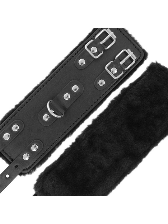 Darkness - Black Adjustable Leather Handcuffs with Lining
