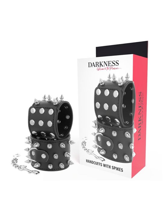 Darkness Handcuffs With Spikes - Polsiere in Pelle Vegana e Borchie a Punta