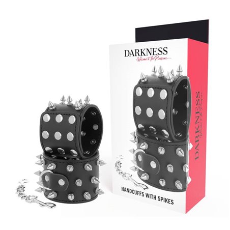 Darkness Handcuffs With Spikes - Polsiere in Pelle Vegana e Borchie a Punta