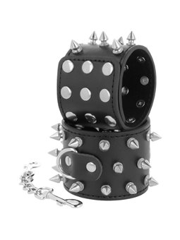Darkness Handcuffs With Spikes - Polsiere in Pelle Vegana e Borchie a Punta