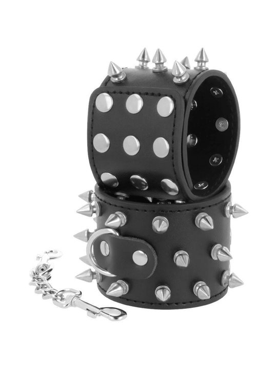 Darkness Handcuffs With Spikes - Polsiere in Pelle Vegana e Borchie a Punta