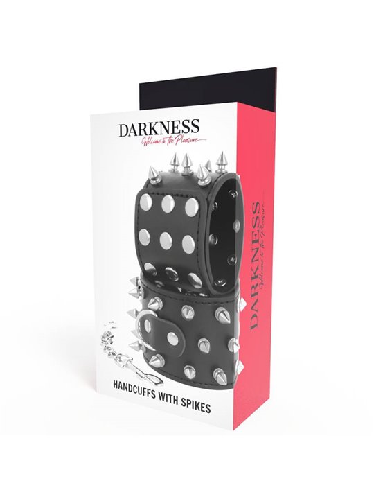 Darkness Handcuffs With Spikes - Polsiere in Pelle Vegana e Borchie a Punta