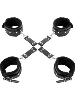 Darkness Hogtie Set - Costrittivo a X con Polsiere e Cavigliere in Pelle Vegana