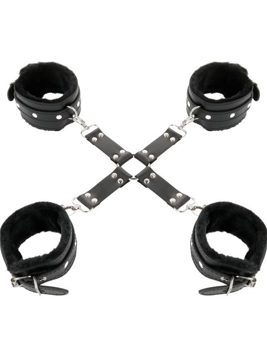 Darkness Hogtie Set - Costrittivo a X con Polsiere e Cavigliere in Pelle Vegana