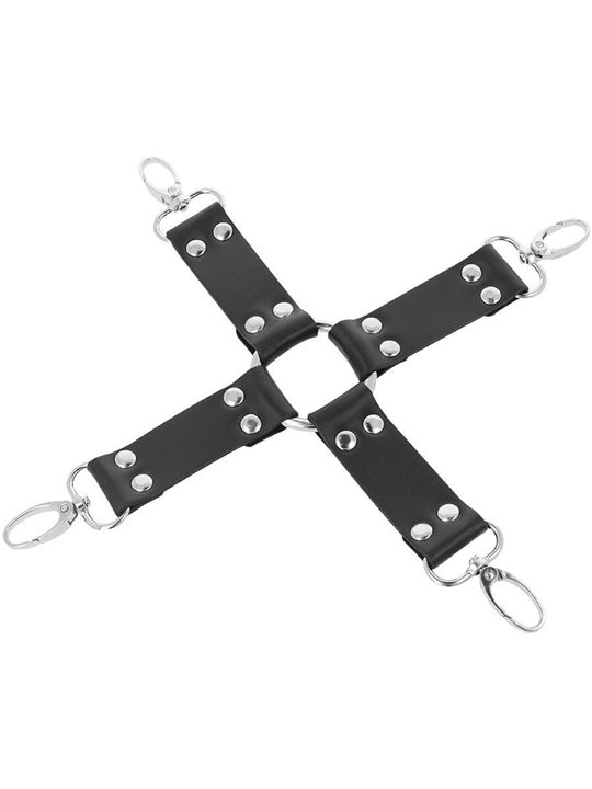 Darkness Hogtie Set - Costrittivo a X con Polsiere e Cavigliere in Pelle Vegana