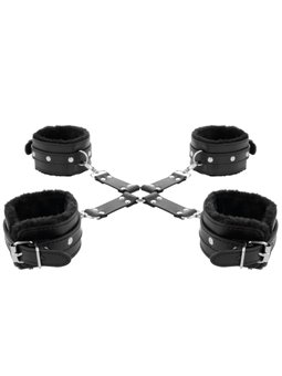 Darkness Hogtie Set - Costrittivo a X con Polsiere e Cavigliere in Pelle Vegana