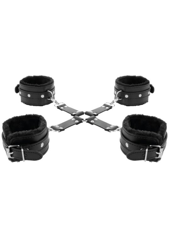 Darkness Hogtie Set - Costrittivo a X con Polsiere e Cavigliere in Pelle Vegana