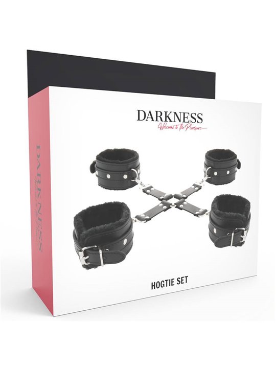Darkness Hogtie Set - Costrittivo a X con Polsiere e Cavigliere in Pelle Vegana