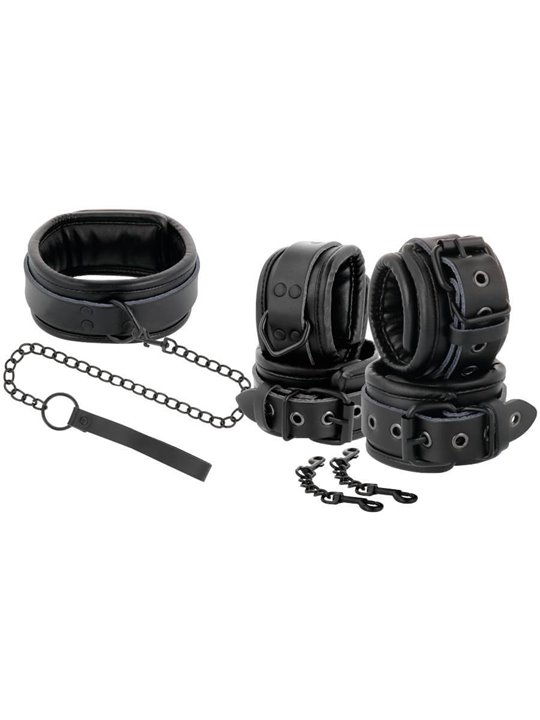 Darkness - Black Leather Handcuffs and Collar