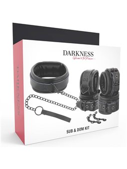 Darkness - Black Leather Handcuffs and Collar