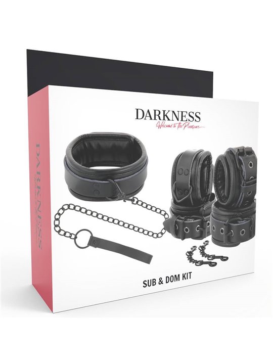 Darkness - Black Leather Handcuffs and Collar