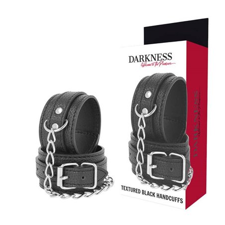Darkness - Black Textured Leather Handcuffs