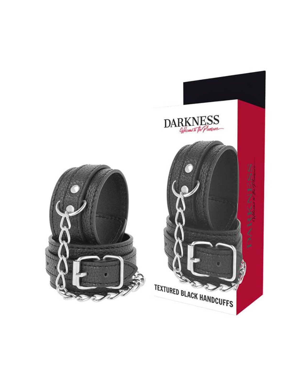 Darkness - Black Textured Leather Handcuffs
