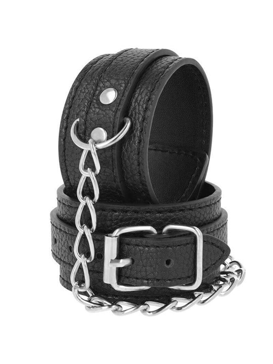 Darkness - Black Textured Leather Handcuffs