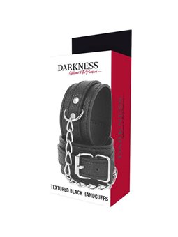 Darkness Textured Black Handcuffs - Polsiere in Finta Pelle Martellata Nera