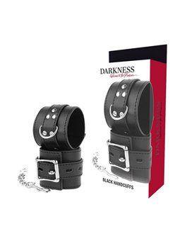 Darkness Black Handcuffs - Polsiere in Pelle Vegana Nera e Fibbie in Metallo