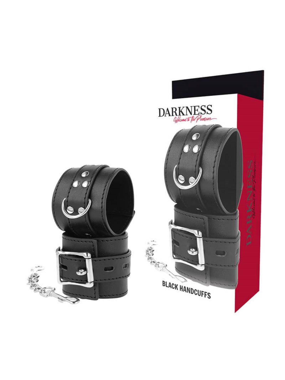 Darkness Black Handcuffs - Polsiere in Pelle Vegana Nera e Fibbie in Metallo
