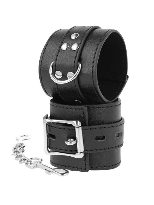 Darkness Black Handcuffs - Polsiere in Pelle Vegana Nera e Fibbie in Metallo