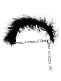 Coquette Chic Desire - Polsiere Fetish in Metallo con Piume Nere