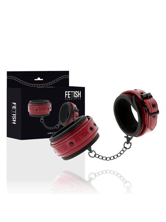 Fetish Submissive Dark Room - Vegan Leather Ankle Handcuffs with Neoprene Lining