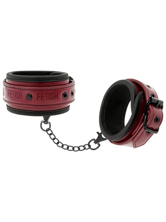 Fetish Submissive Dark Room - Vegan Leather Ankle Handcuffs with Neoprene Lining