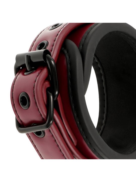 Fetish Submissive Dark Room - Vegan Leather Ankle Handcuffs with Neoprene Lining
