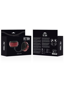 Fetish Submissive Dark Room - Vegan Leather Ankle Handcuffs with Neoprene Lining