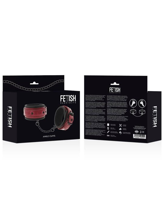 Fetish Submissive Dark Room - Vegan Leather Ankle Handcuffs with Neoprene Lining