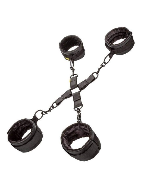 CalExotics Hog Tie - Polsiere e Cavigliere Bondage in Pelle Vegana
