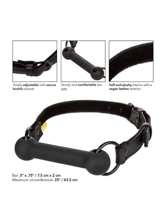 CalExotics Bar Gag - Bavaglio a Barra in Silicone Solido e Pelle Vegana