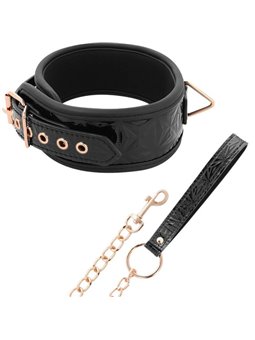 Begme Black Edition - Collare e Guinzaglio in Pelle Vegana con Dettagli Dorati