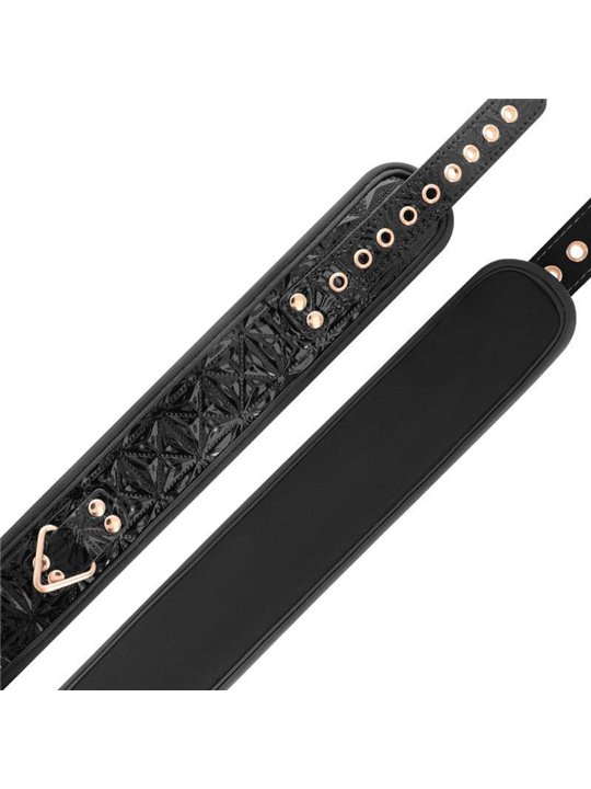 Begme Black Edition - Collare e Guinzaglio in Pelle Vegana con Dettagli Dorati