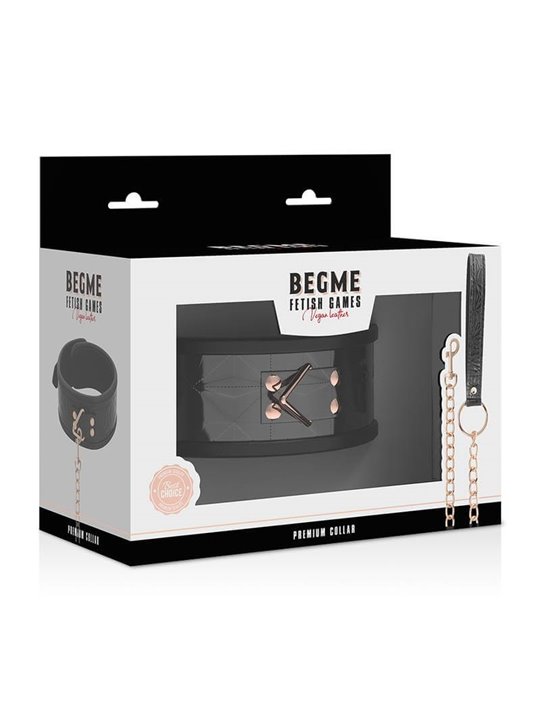 Begme - Black Edition Premium Vegan Leather Collar with Neoprene Lining