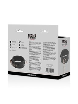 Begme Black Edition - Collare e Guinzaglio in Pelle Vegana con Dettagli Dorati