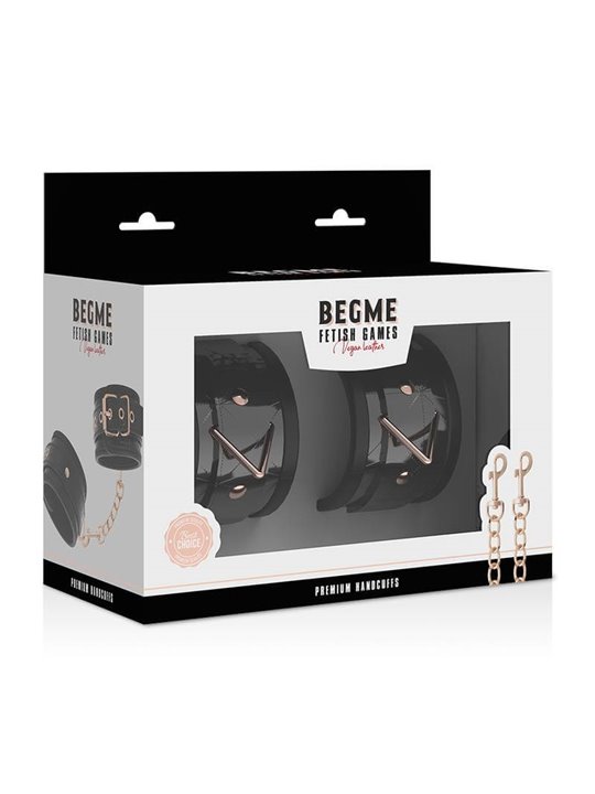 Begme Black Edition - Manette Polsini in Pelle Vegana con Dettagli Dorati