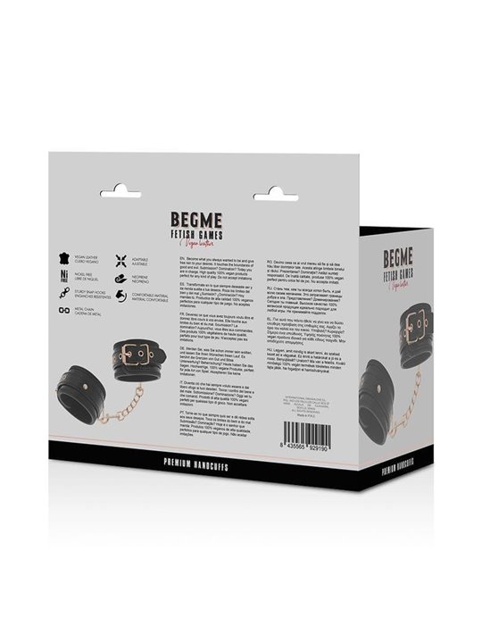 Begme Black Edition - Manette Polsini in Pelle Vegana con Dettagli Dorati