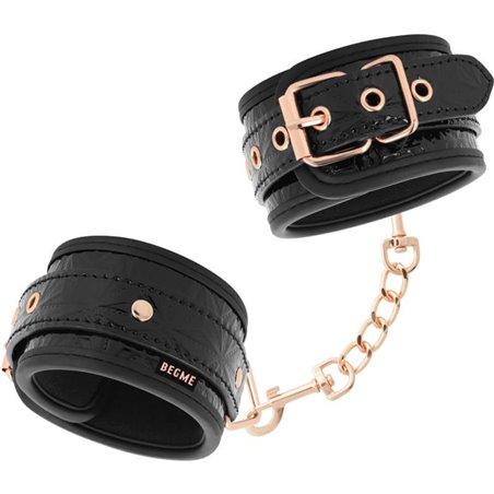 Begme Black Edition - Polsini alla Caviglia in Pelle Vegana con Dettagli Dorati