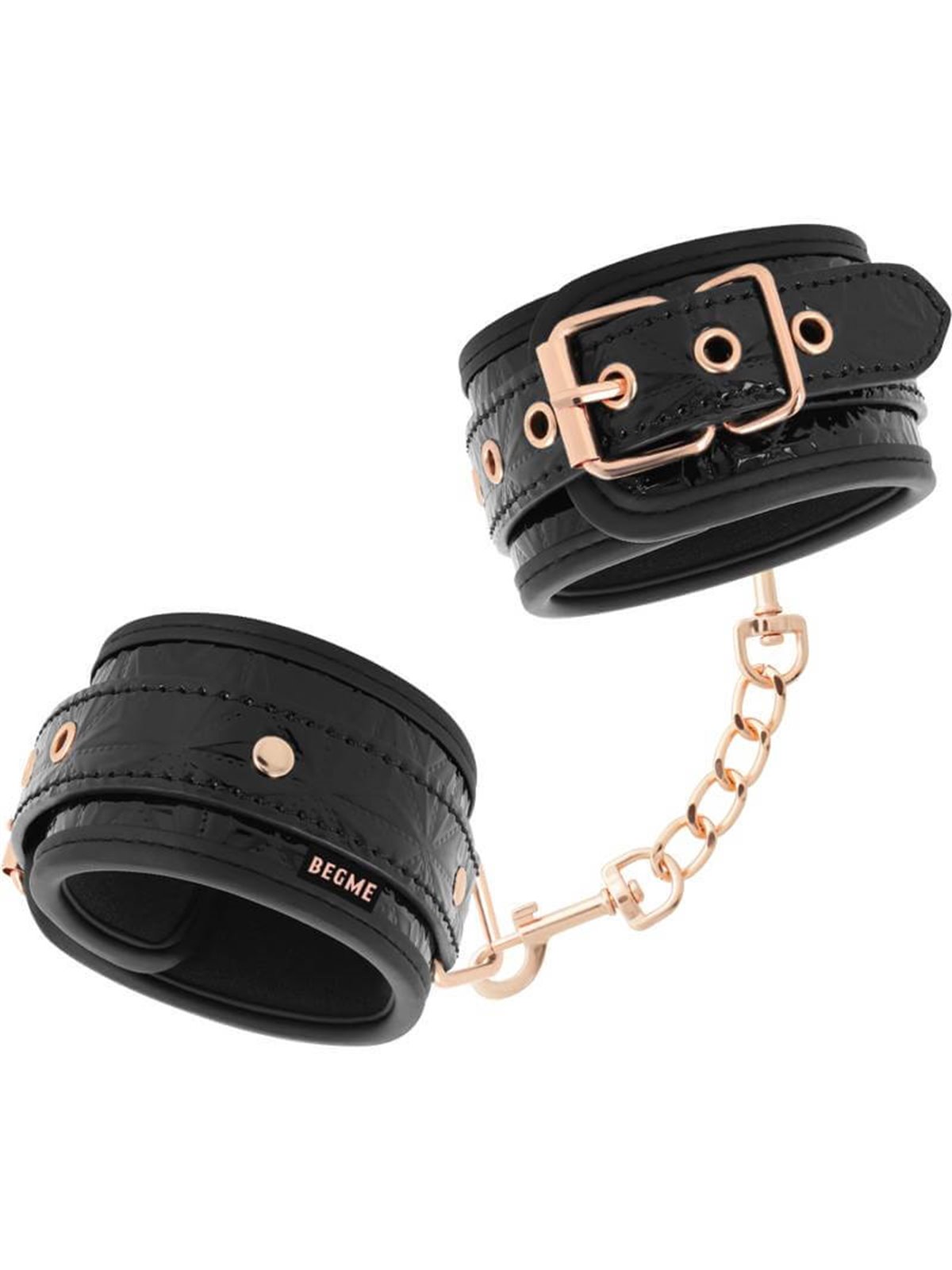 Begme Black Edition - Polsini alla Caviglia in Pelle Vegana con Dettagli Dorati