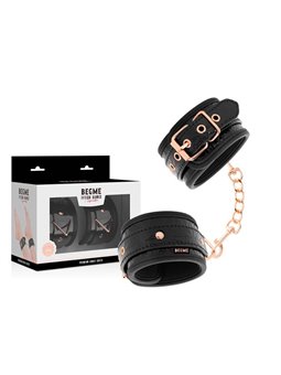 Begme Black Edition - Polsini alla Caviglia in Pelle Vegana con Dettagli Dorati