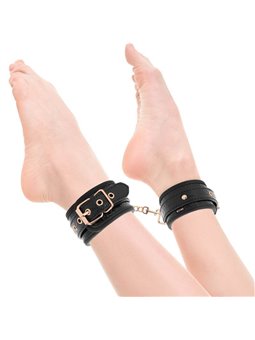 Begme Black Edition - Polsini alla Caviglia in Pelle Vegana con Dettagli Dorati