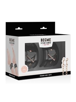 Begme Black Edition - Polsini alla Caviglia in Pelle Vegana con Dettagli Dorati