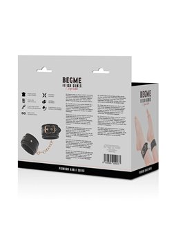 Begme Black Edition - Polsini alla Caviglia in Pelle Vegana con Dettagli Dorati