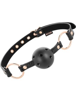 Begme Black Edition - Ball Gag in Pelle Vegana con Dettagli Dorati